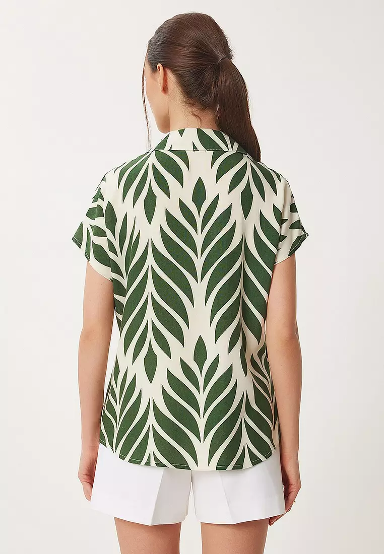 Patterned Short Sleeve Viscose Shirt