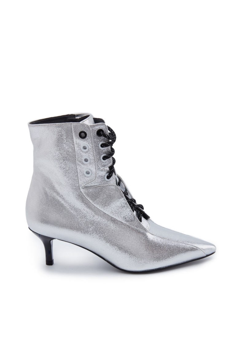 Ladies Retro Lace Up Bootie 5164 Silver