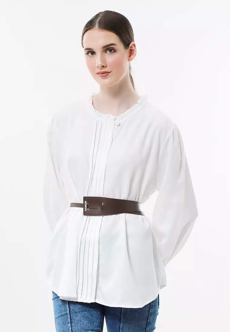 Imani Ikat Pinggang Wanita Lilit Simple Wide Casual Belt Material Leather ORIGINAL - Brown