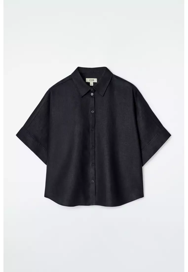 BOXY SHORT-SLEEVED LINEN SHIRT