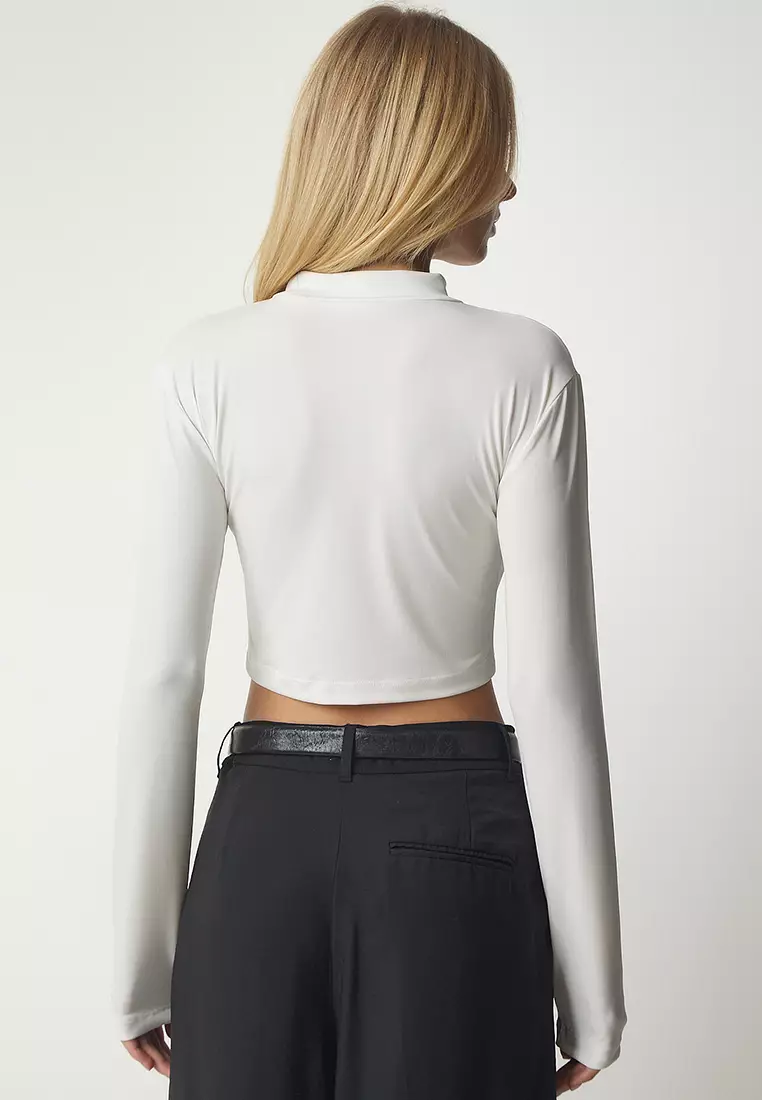 2 Packs Stand Up Collar Crop Tops