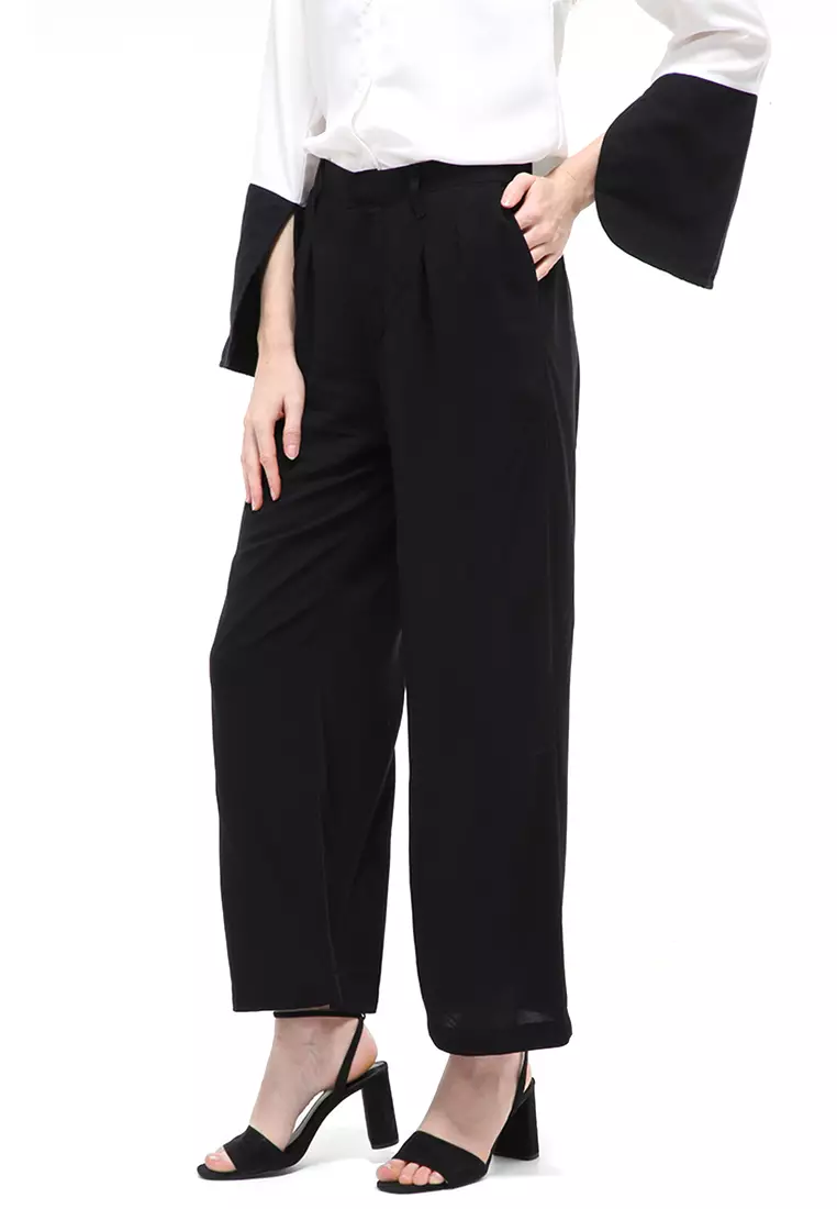 Sasha Loose Pants Celana Panjang Bawahan Wanita Premium Quality - Black