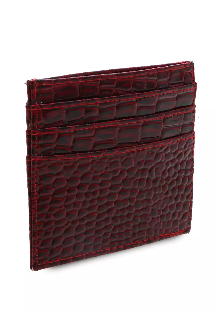 Card Holder Material Croco Dompet Kartu Wanita 6 Slot + 1 Slot Money - Maroon