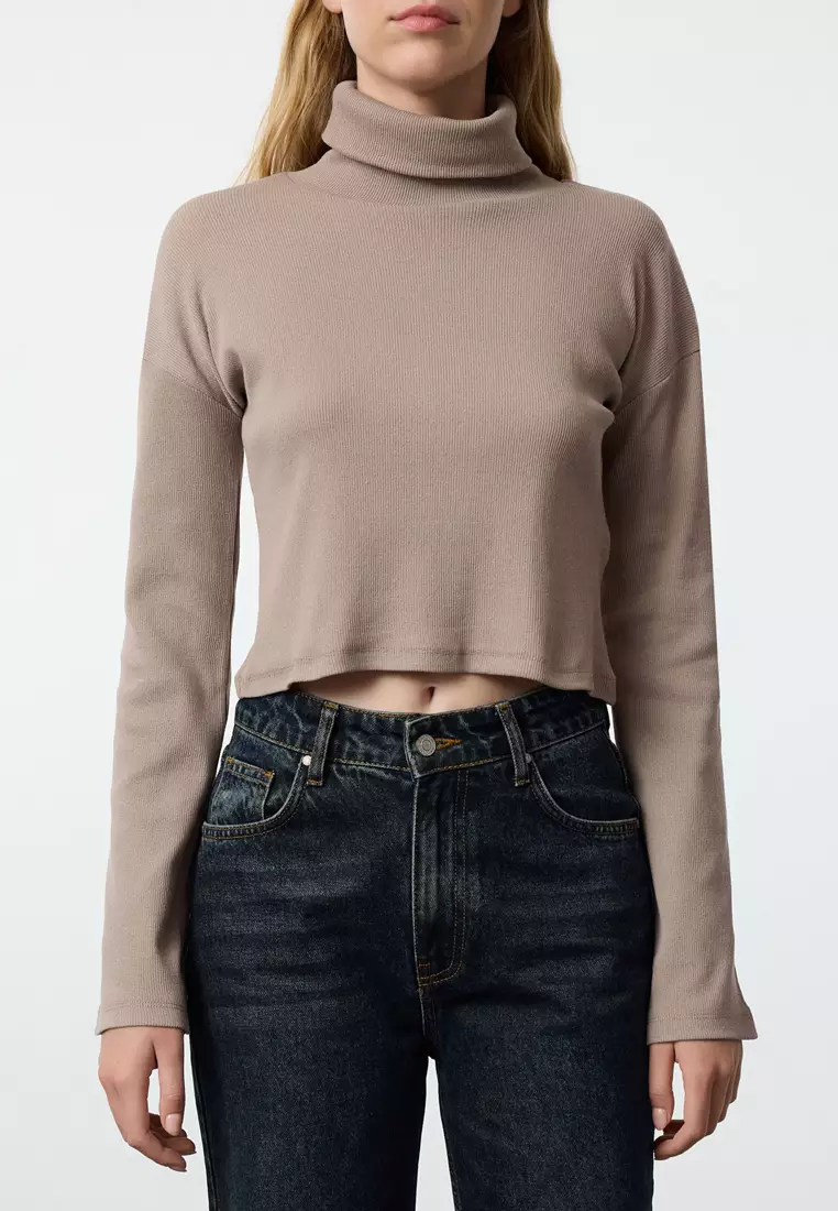 Turtleneck Rib Crop Top