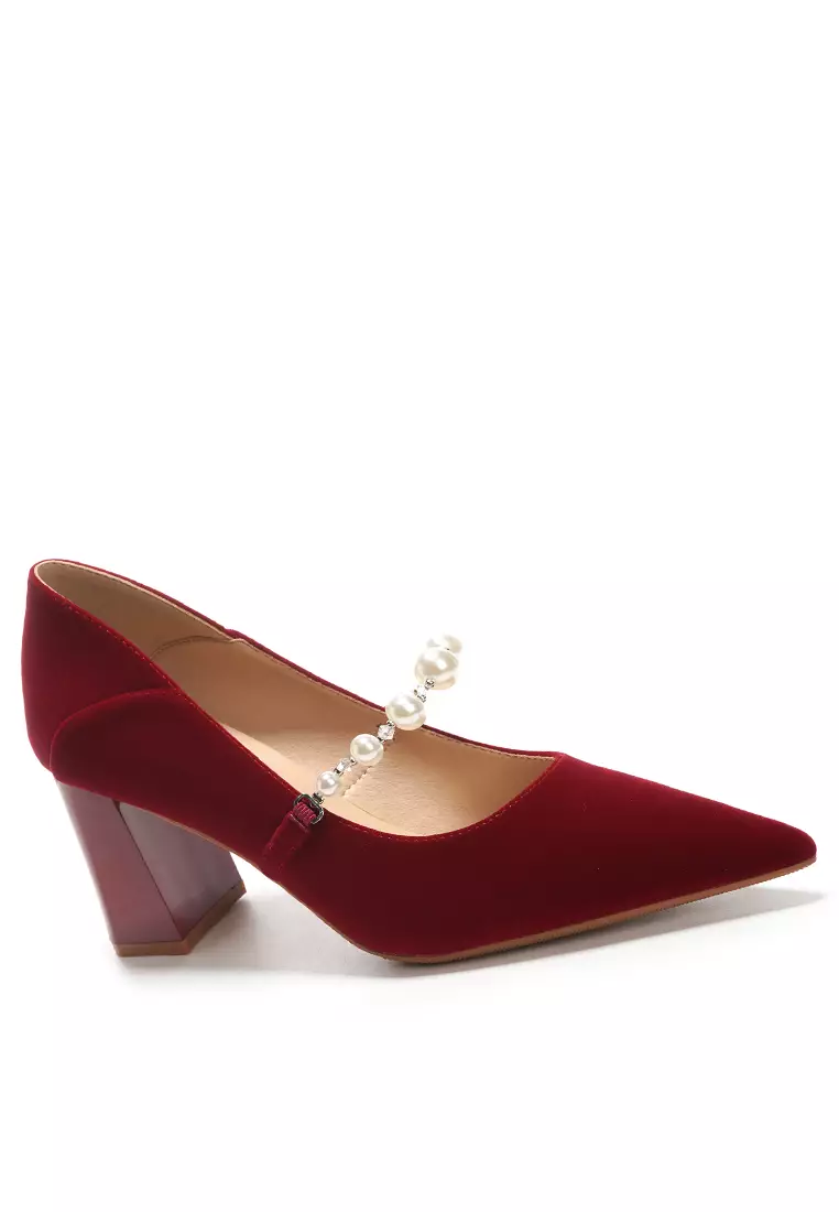 Discount on Twenty Eight Shoes  shoes - SKU: 7CM Pearl Strap Suede Mary Jane Shoes BY873-28