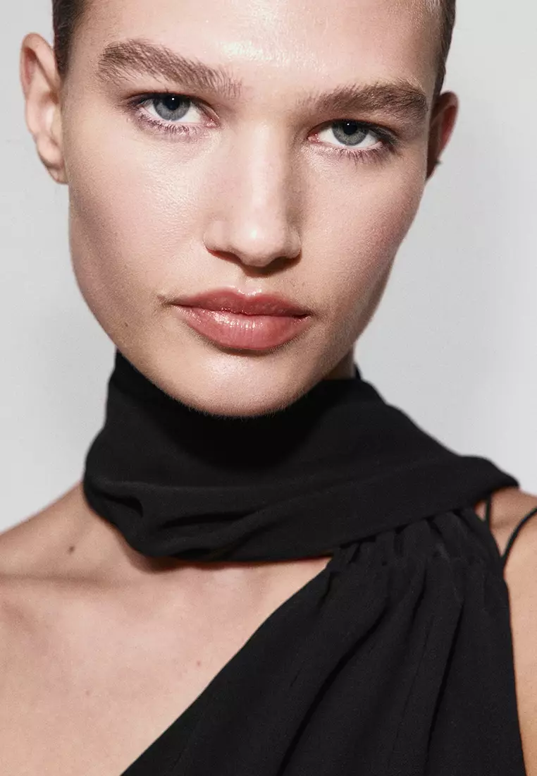 Asymmetrical Dress With Scarf