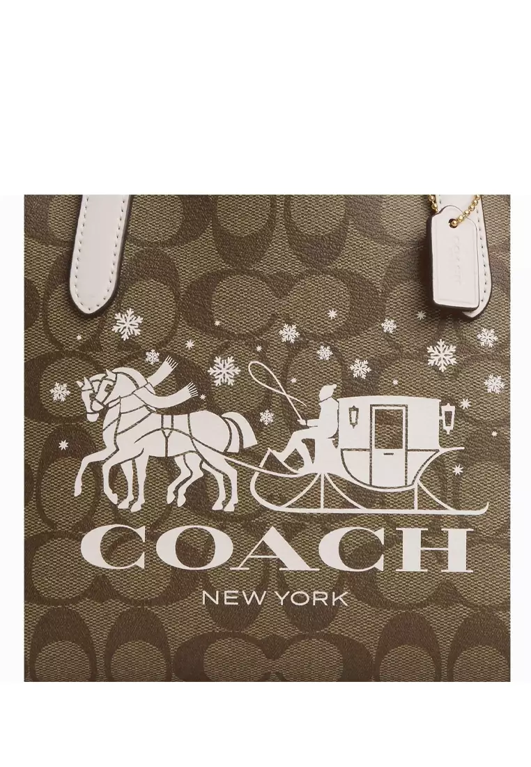 Coach COACH Mini City Tote In Signature Canvas With Horse And Sleigh ...