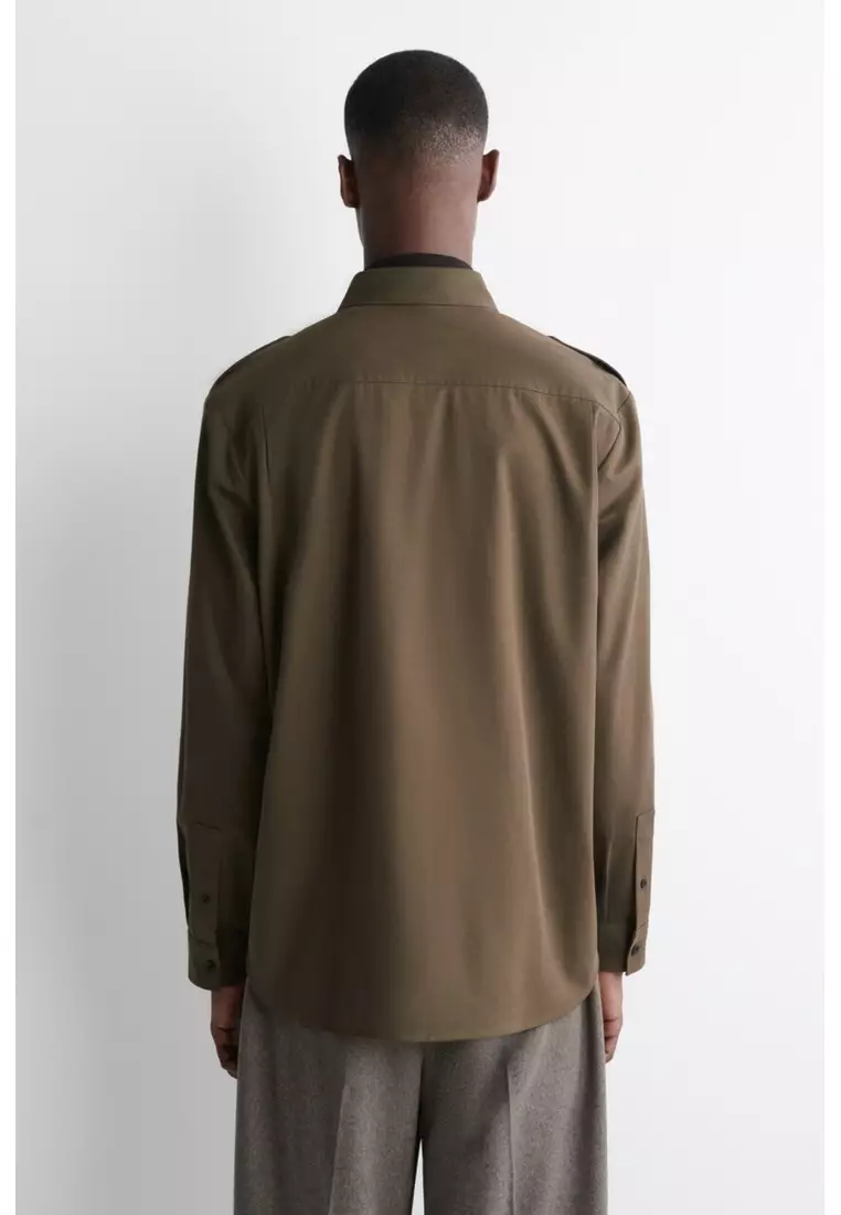 EPAULETTE-DETAIL COTTON SHIRT