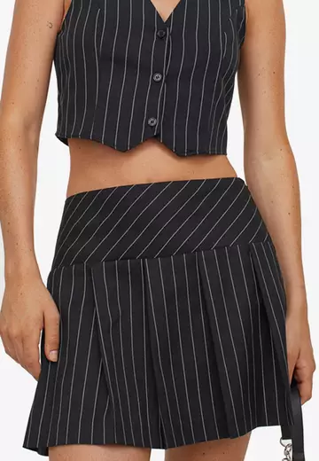 H&m pleated skirt black new arrivals