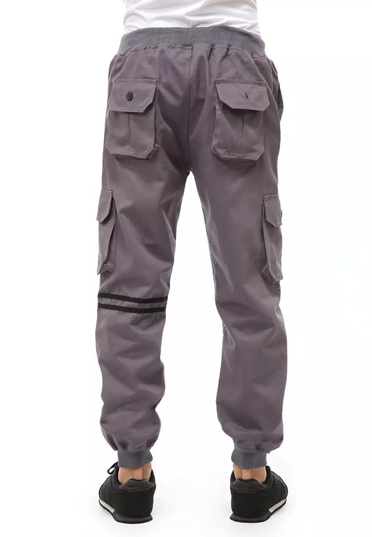 Locko Long Pants Celana Jogger Pria Model List Material Cotton Twill ORIGINAL - Gray