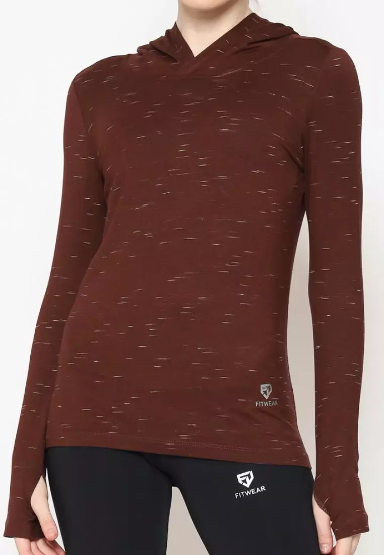 Fitwear - Kaos Olahraga Wanita ATALIA BASIC HOODIE LS -  BROWN