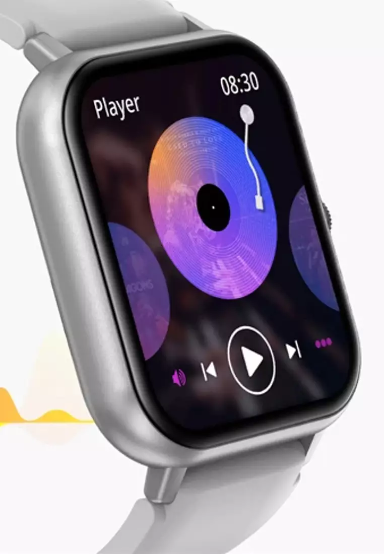 Rectangular Smart Watch - Double Tour Flower Leather and Metal Strap + 1 free Silicone Strap