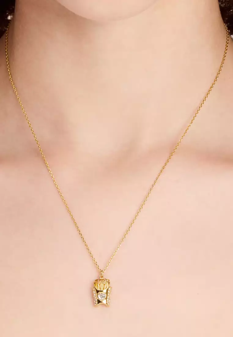 What A Snack Mini Pendant Necklace in Clear/ Gold KH540