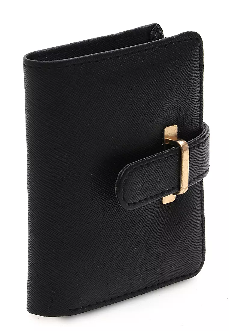 Jareth Dompet Wanita Motif Polos Simple Pengait Slot - Hitam