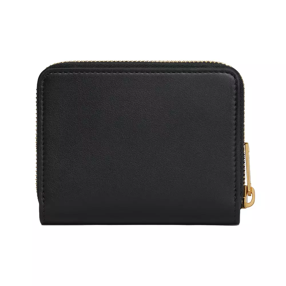 COMPACT ZIPPED WALLET CUIR TRIOMPHE IN SMOOTH CALFSKIN - BLACK