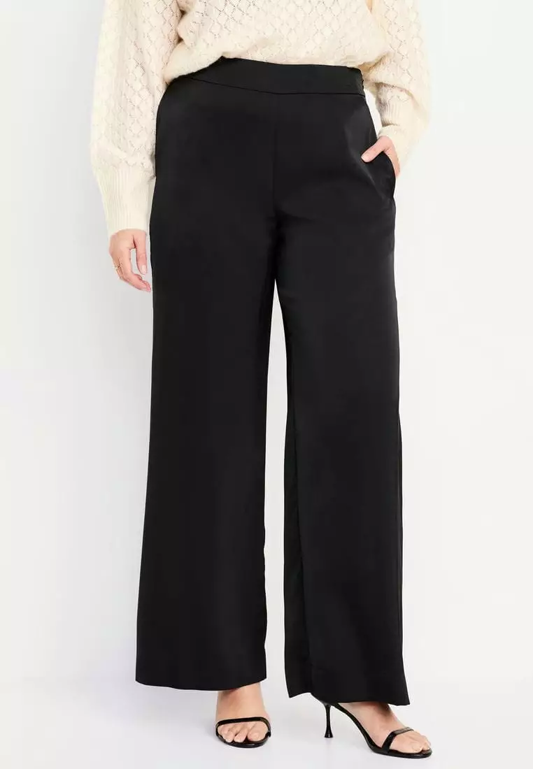 High-Waisted Satin Super Wide-Leg Pants