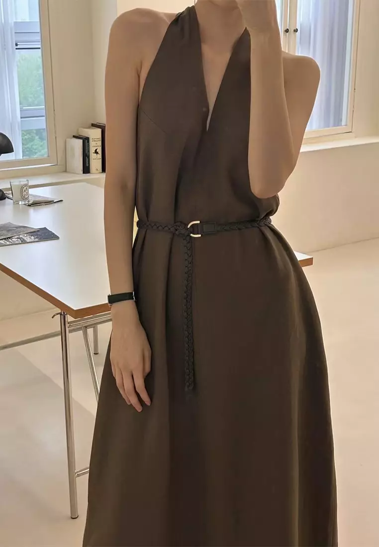 Retro waist cinching loose slimming vest dress CA25032728BW