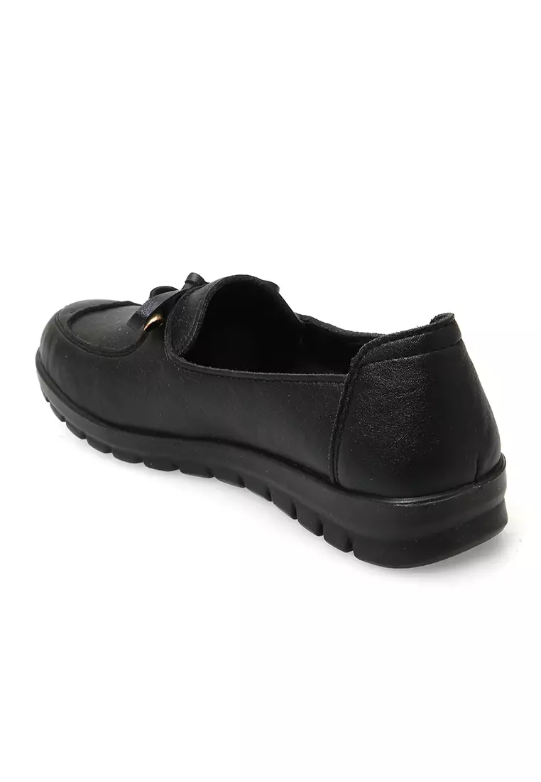 Flat Loafers Sepatu Kerja Wanita Casual Fashion High Quality - Black