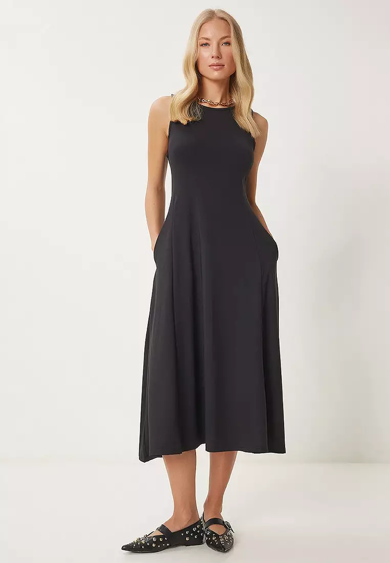 Pocket Summer Flared Midi Dress