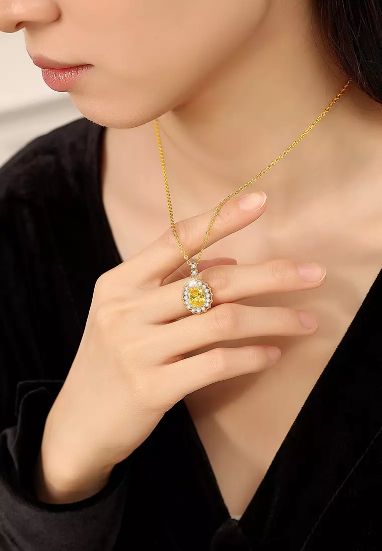Kalung Wanita Mewah Elegan Berlian Zircon Original Perhiasan Cewek Necklaces Gold