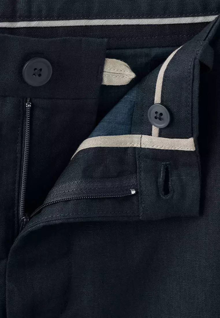 Slim-Fit 100% Linen Trousers