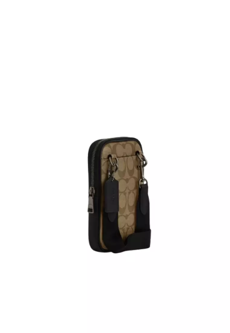 Coach Aden Crossbody Bag Signature Canvas In Khaki CO912