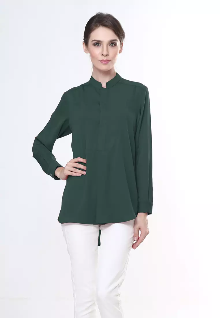 Eva Suit Office Wear Top in Emerald Green
