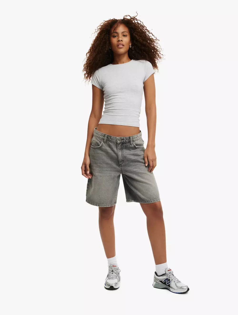 Cotton On - Atasan - All Day Crew Tee - Grey Marle