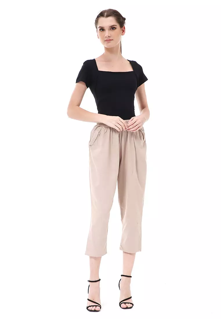 Stella Long Pants Celana Kulot Wanita Korean Style Material Linen ORIGINAL - Cream