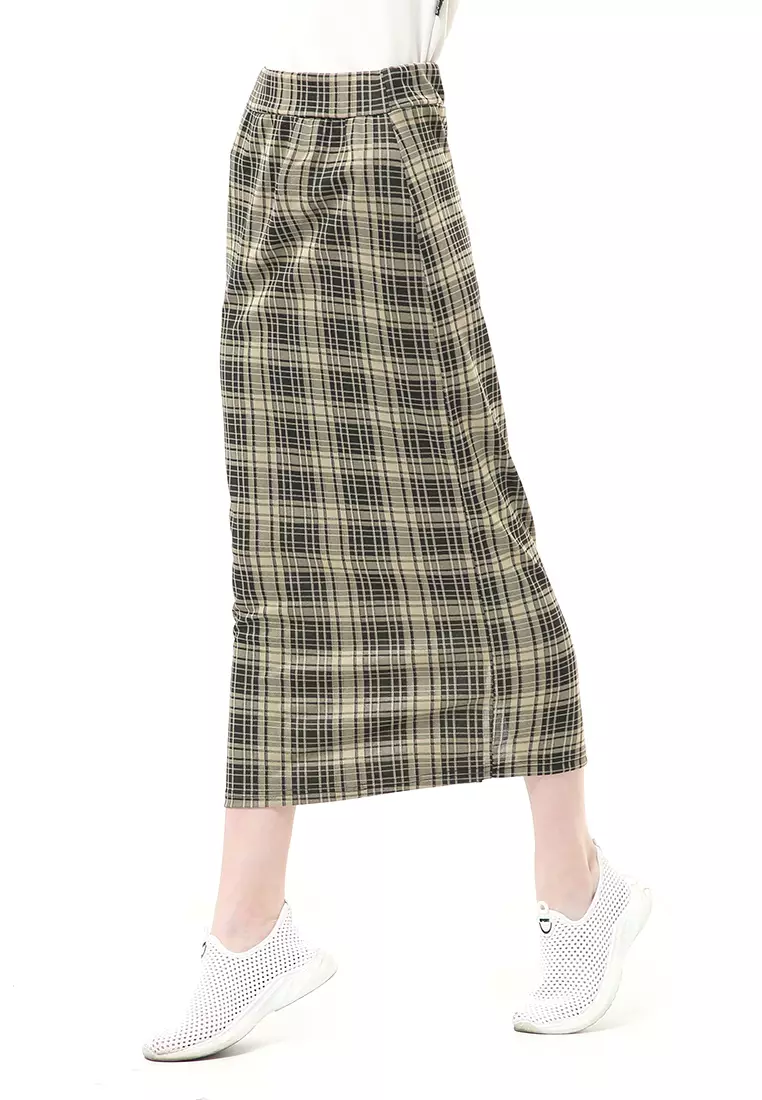 Malina Rok Span Tartan Bawahan Wanita All Size Motif Kotak High Quality - Milo