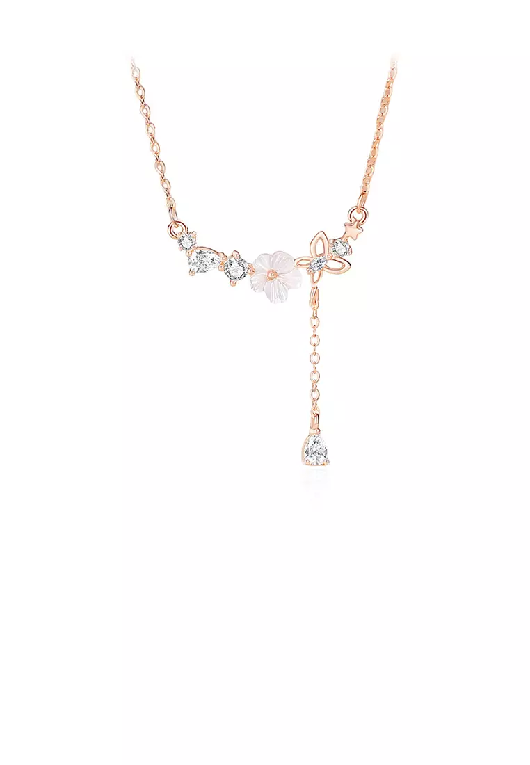 Gold necklace rose flower store