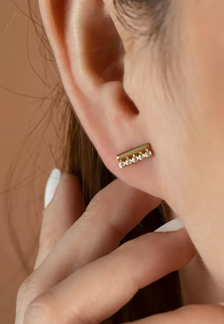 Bar Duo Studs 14k Gold