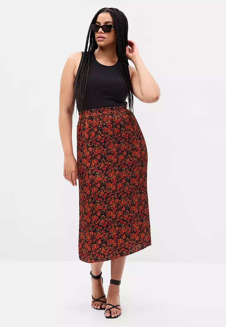 Pull on plus size midi skirt online