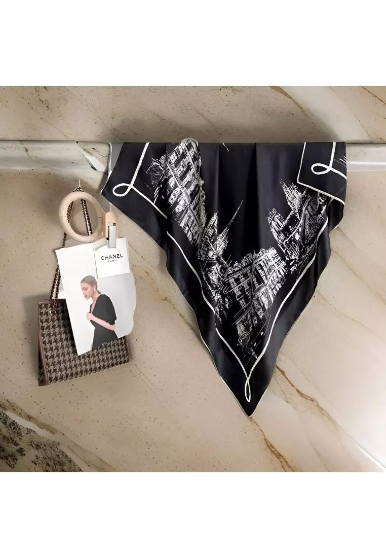 Luxury Silk Ladies' Large Scarf, Sun-Proof Crepe Satin, Premium Souvenir.