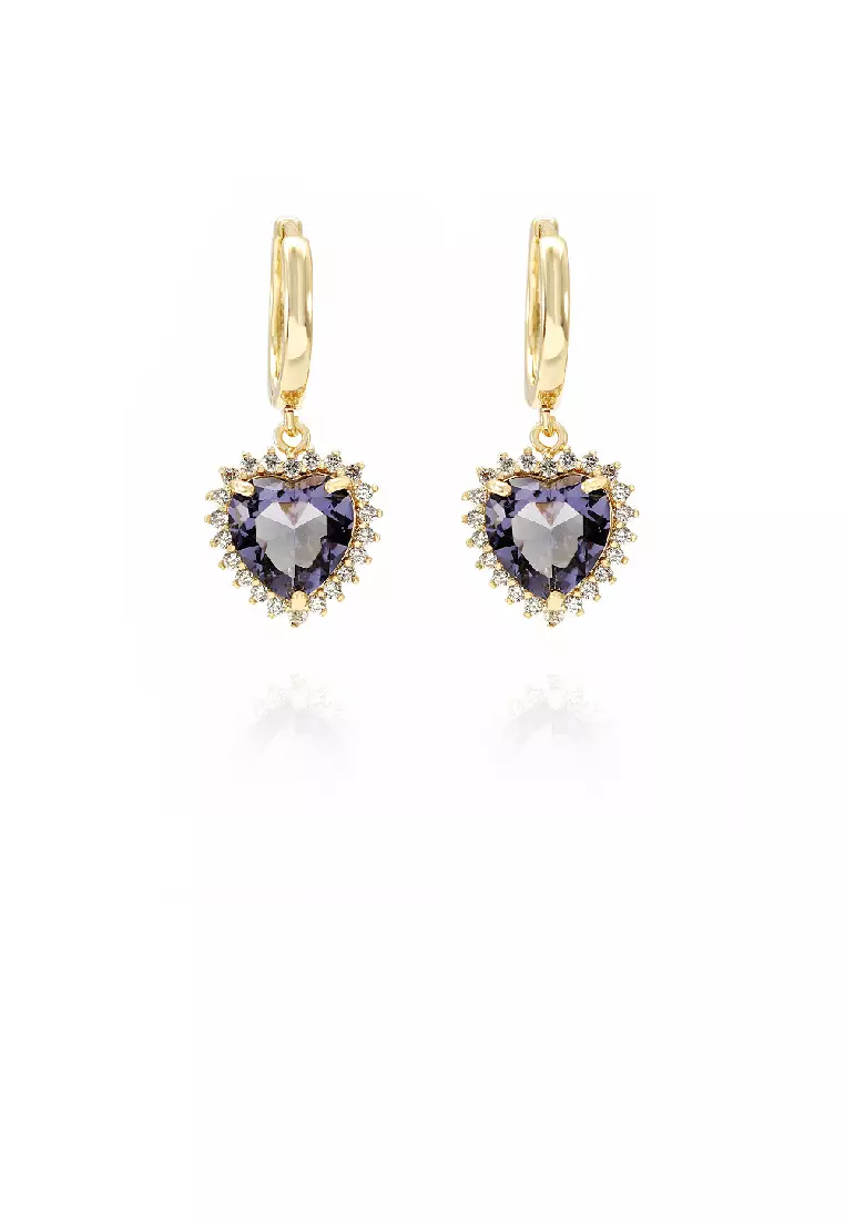 Purple heart earrings cheap