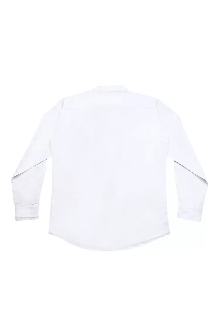 POLICE Kemeja Koko Bordir Cotton Slub Regular Fit Lengan Panjang Pria