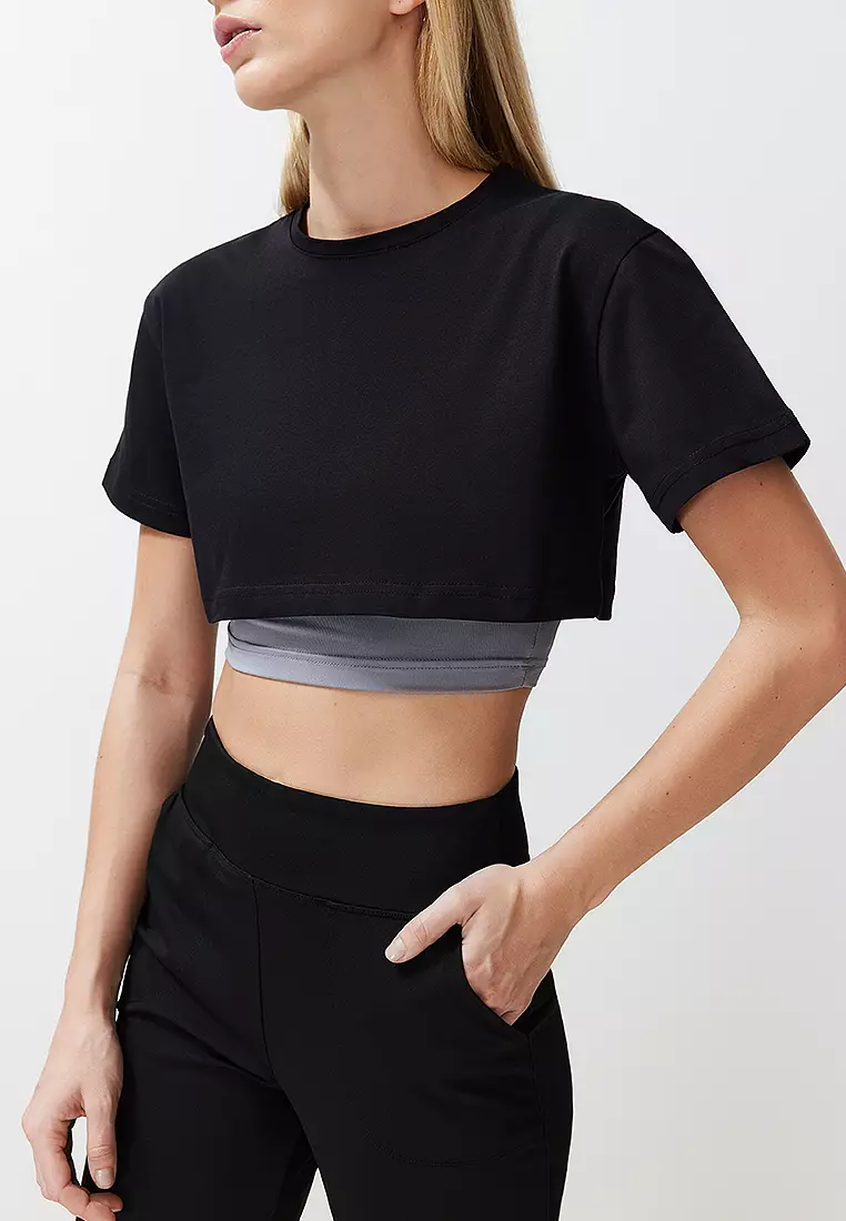 2-Piece Crop Sports Tank and T-Shirt Set