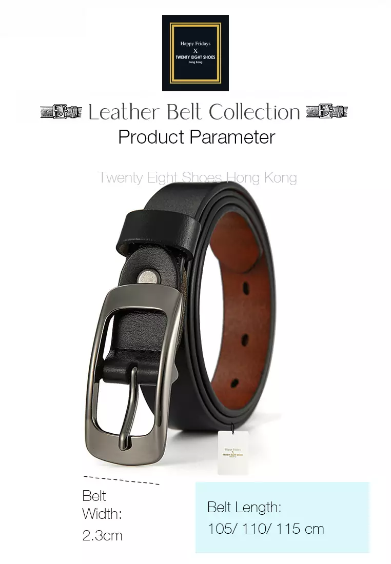 Black Nickel Color Metal Pin Buckle Leather Belt JW CY-015