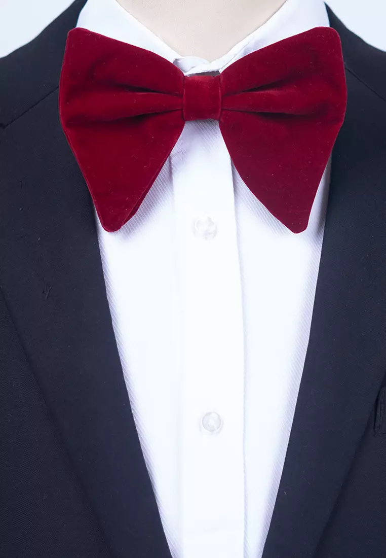Dasi kupu kupu Oversize bowtie wedding bahan suede / beludru marun