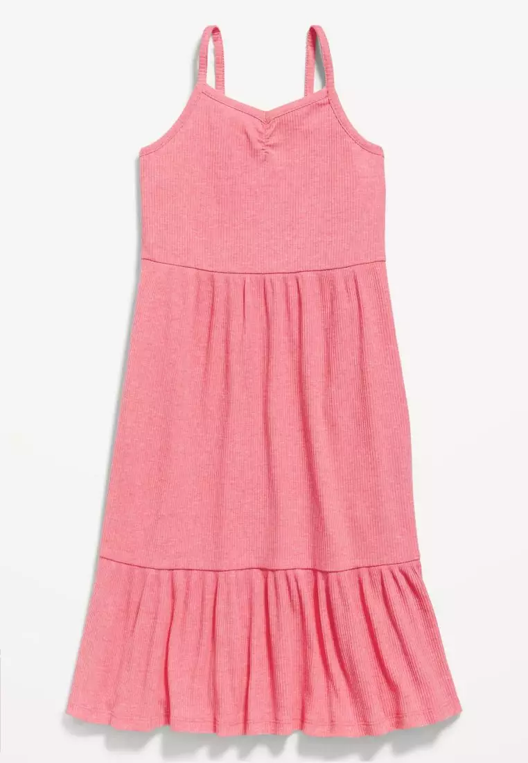 Rib-Knit Cinch-Front Swing Dress For Girls