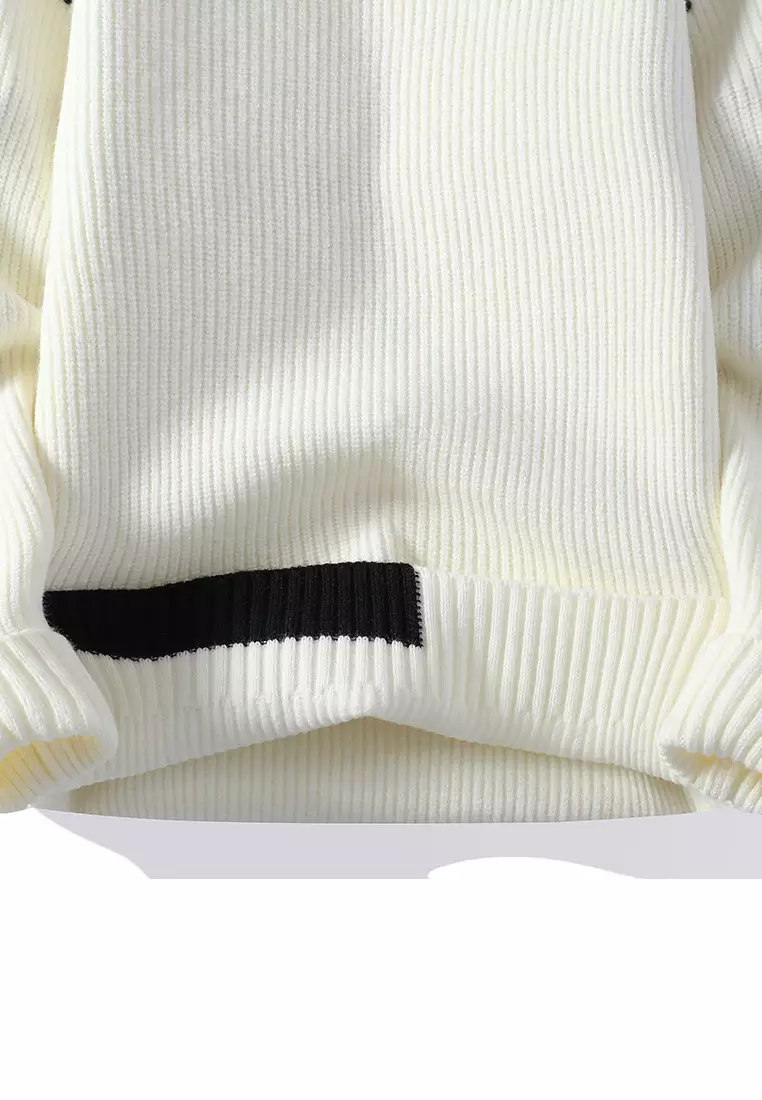 Contrast Stitched Rib-knit Sweater AY-H23938
