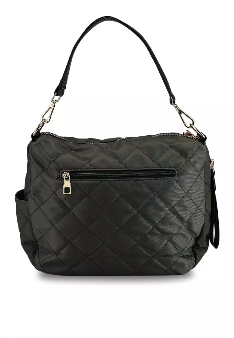 Quilted Nylon Convertible Shoulder Bag