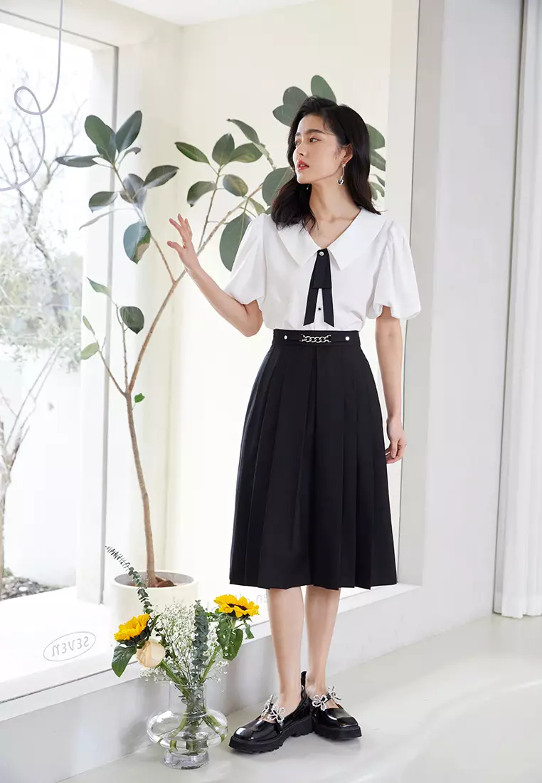 Office Midi Skirt with Belt Accessories