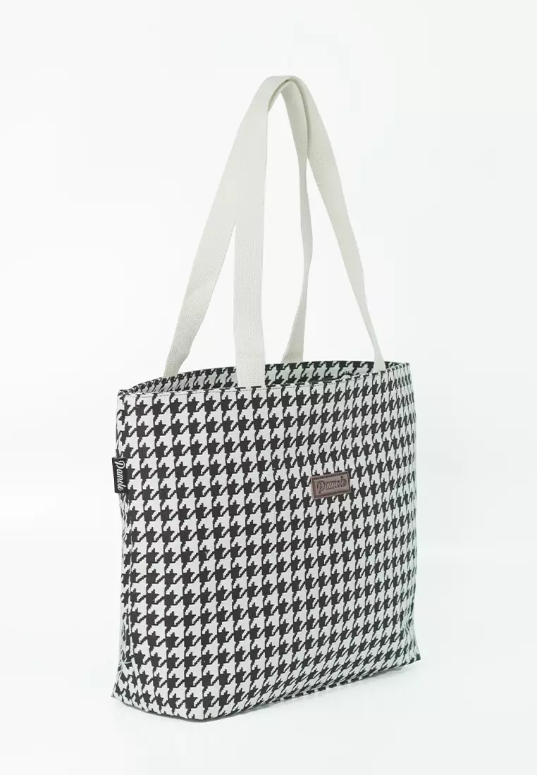 Pamole Tas Tote Bag Wanita Resleting Bahan Kanvas Kina Series - Abstrak