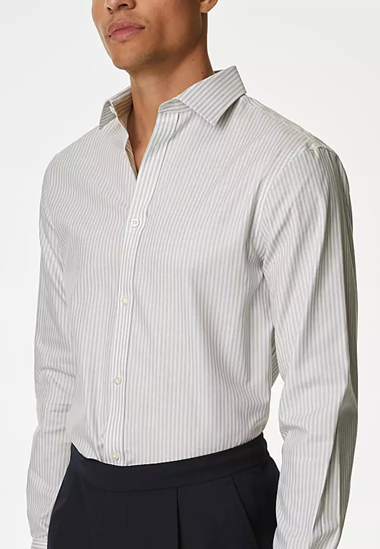 Regular Fit Non Iron Pure Cotton Striped Shirt