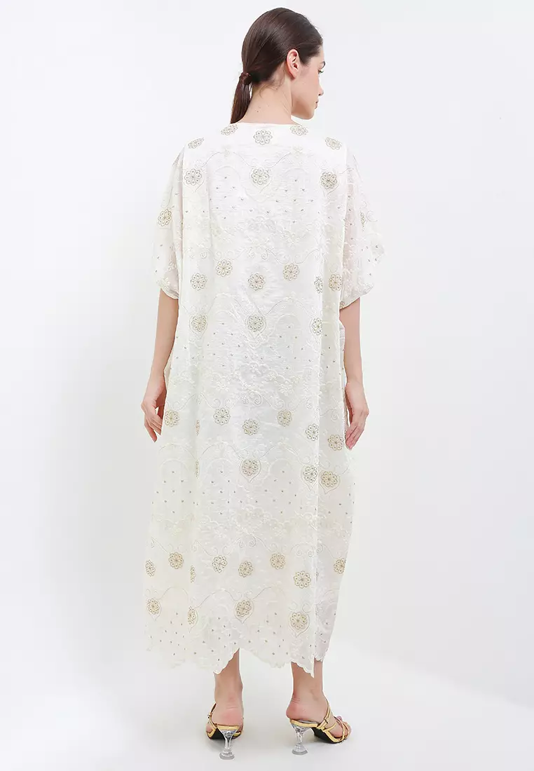 Gold Crochet Lace Detail Emb Kaftan