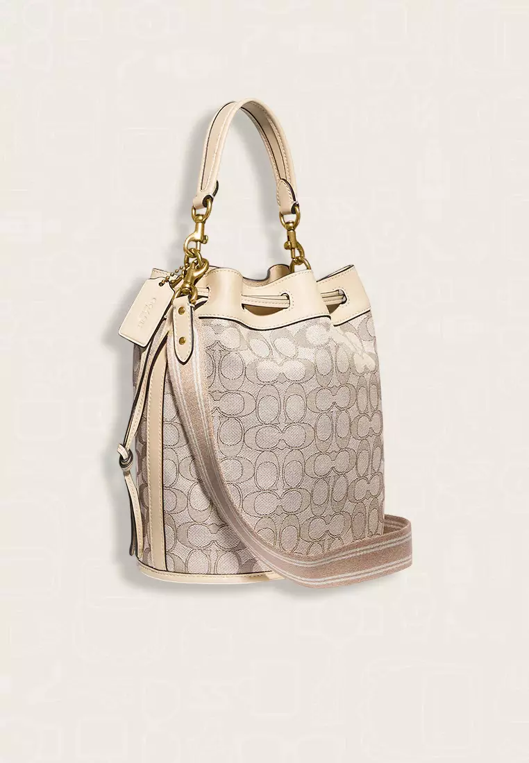 Coach Field Bucket Bag In Signature Jacquard Stone Ivory