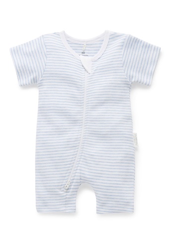 Purebaby Organic blue Short Leg Zip Growsuit F9A44KA93A3EC0GS_1