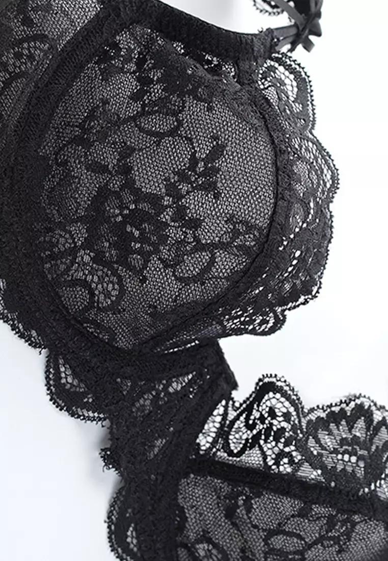 Lace Strap Bra with Matching Pantie A080647BK