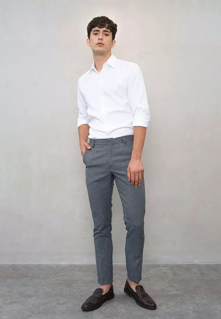 Houseofcuff Celana Bahan Formal kerja kantor polos Slim fit Big Size Medium Grey Trouser